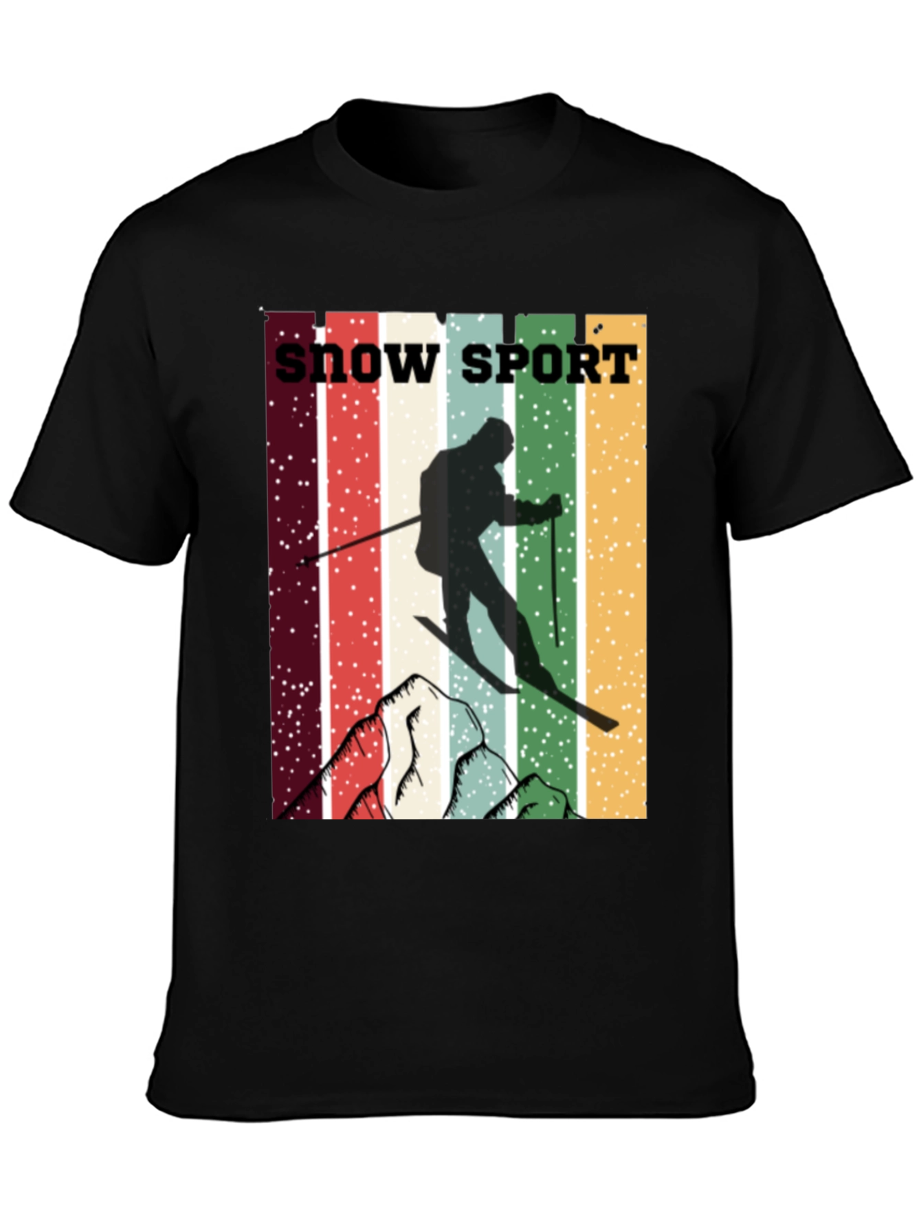 Retro Snow Sport T-Shirt - Skiing Adventure Tee