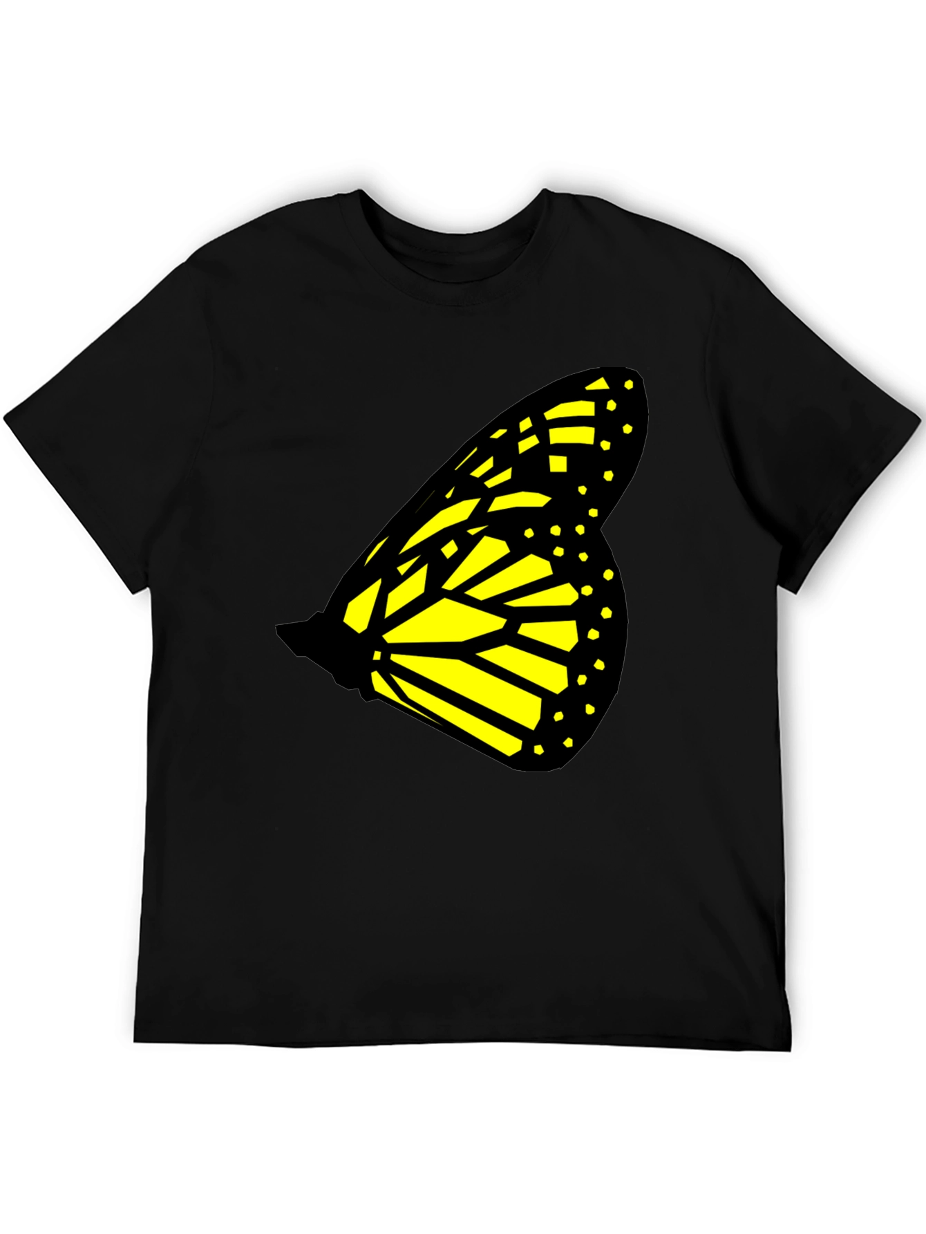 Butterfly Wing Graphic Tee - Black Cotton T-Shirt
