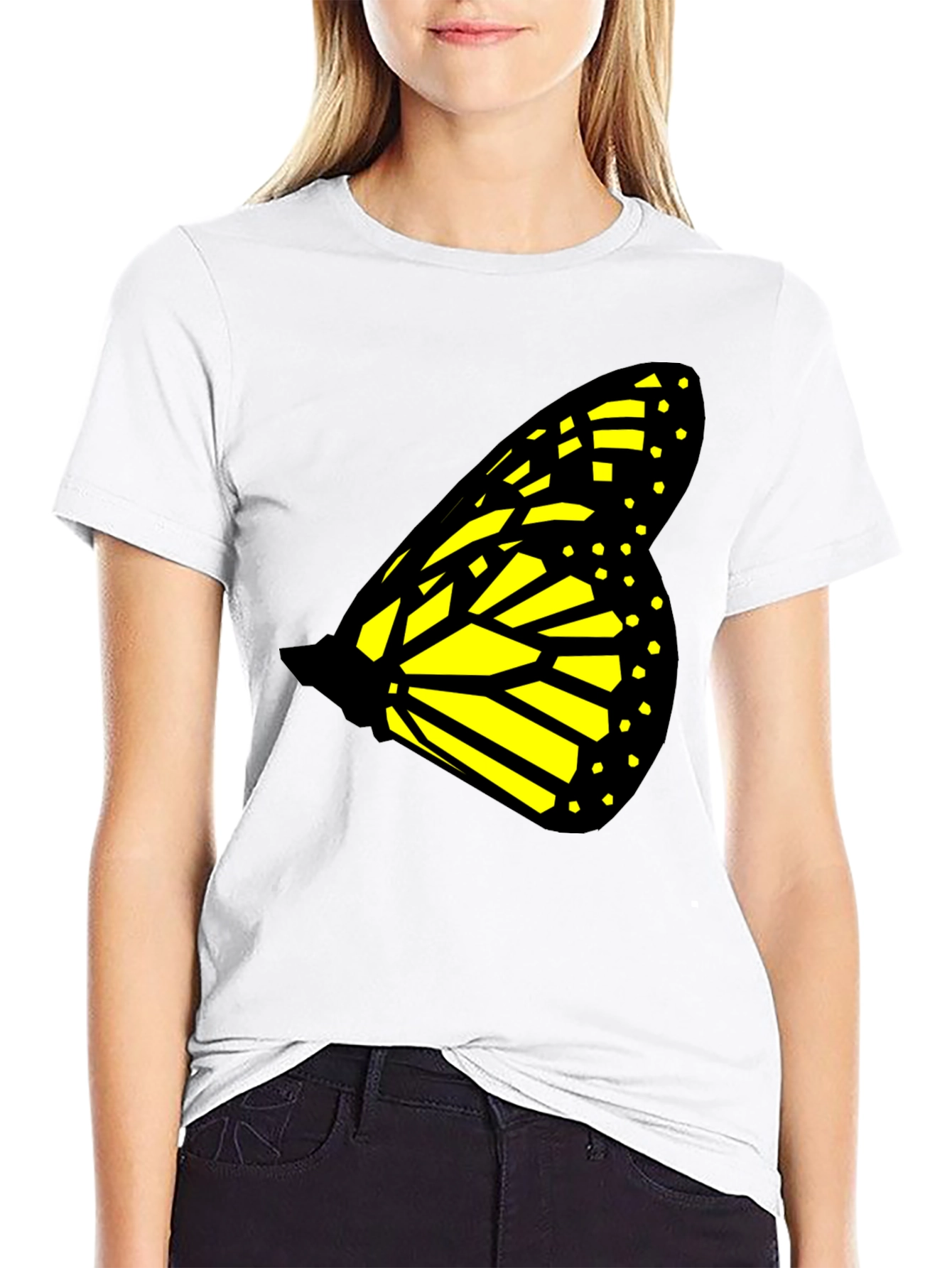 Butterfly Wing Graphic Tee - Black Cotton T-Shirt
