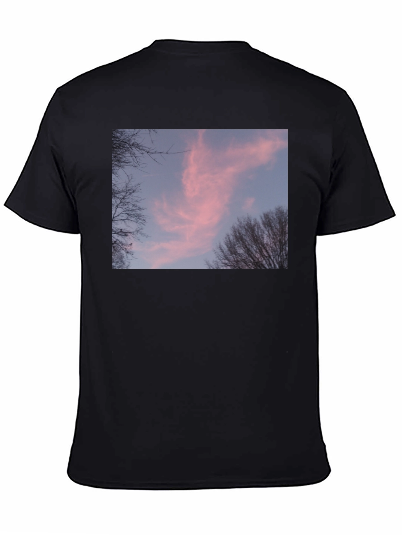 Pink Sunset Sky Graphic Black Tee Shirt