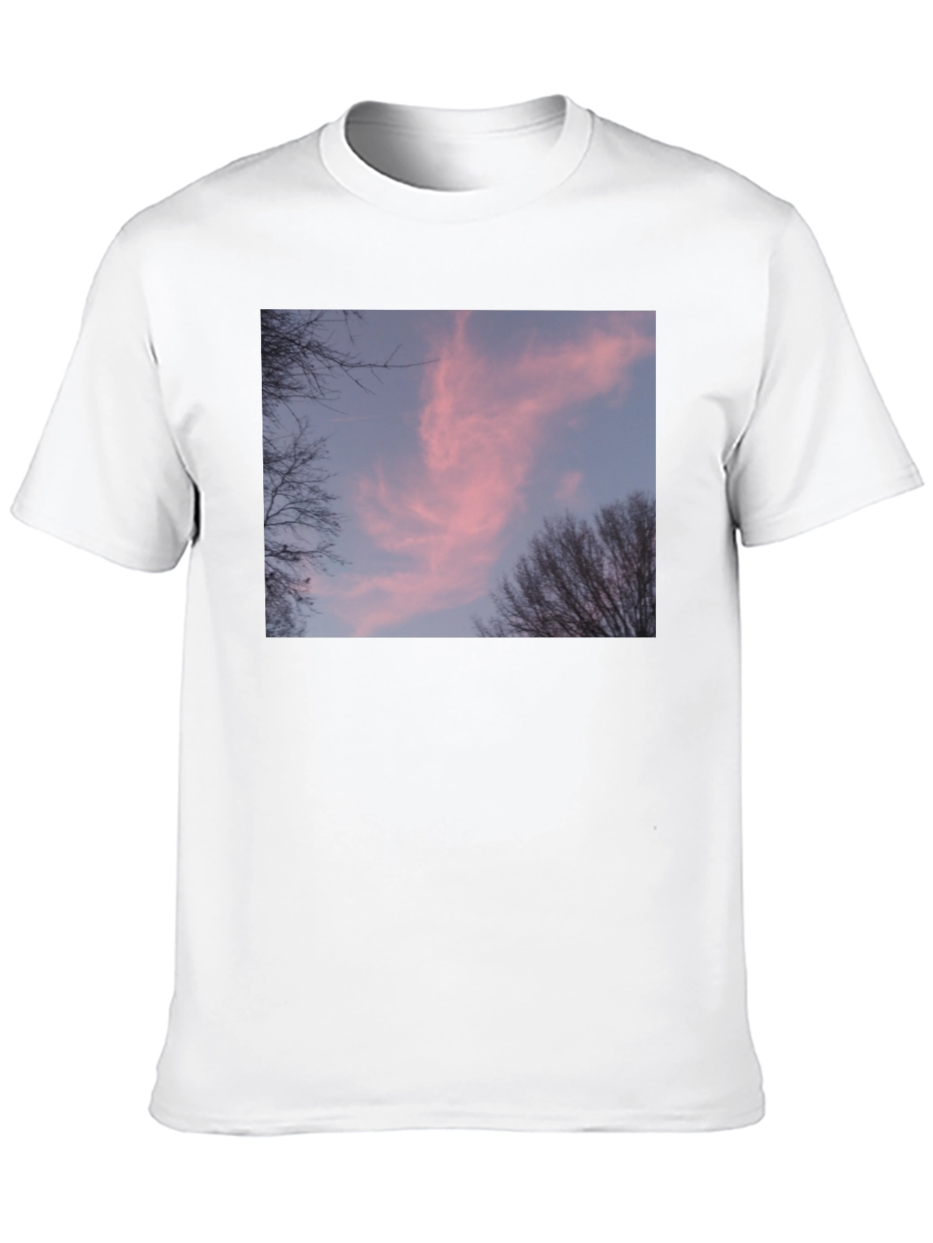Pink Sunset Sky Graphic Black Tee Shirt