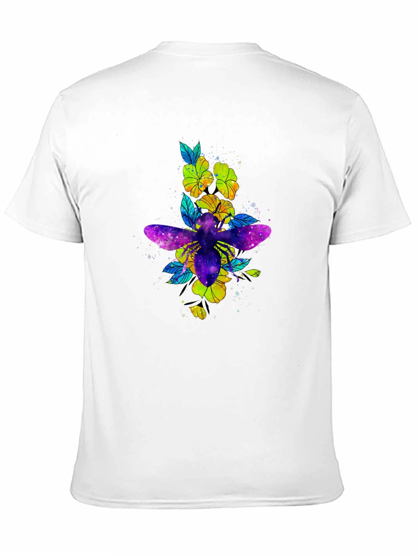 Galaxy Bee & Flower Graphic Print Black Tee