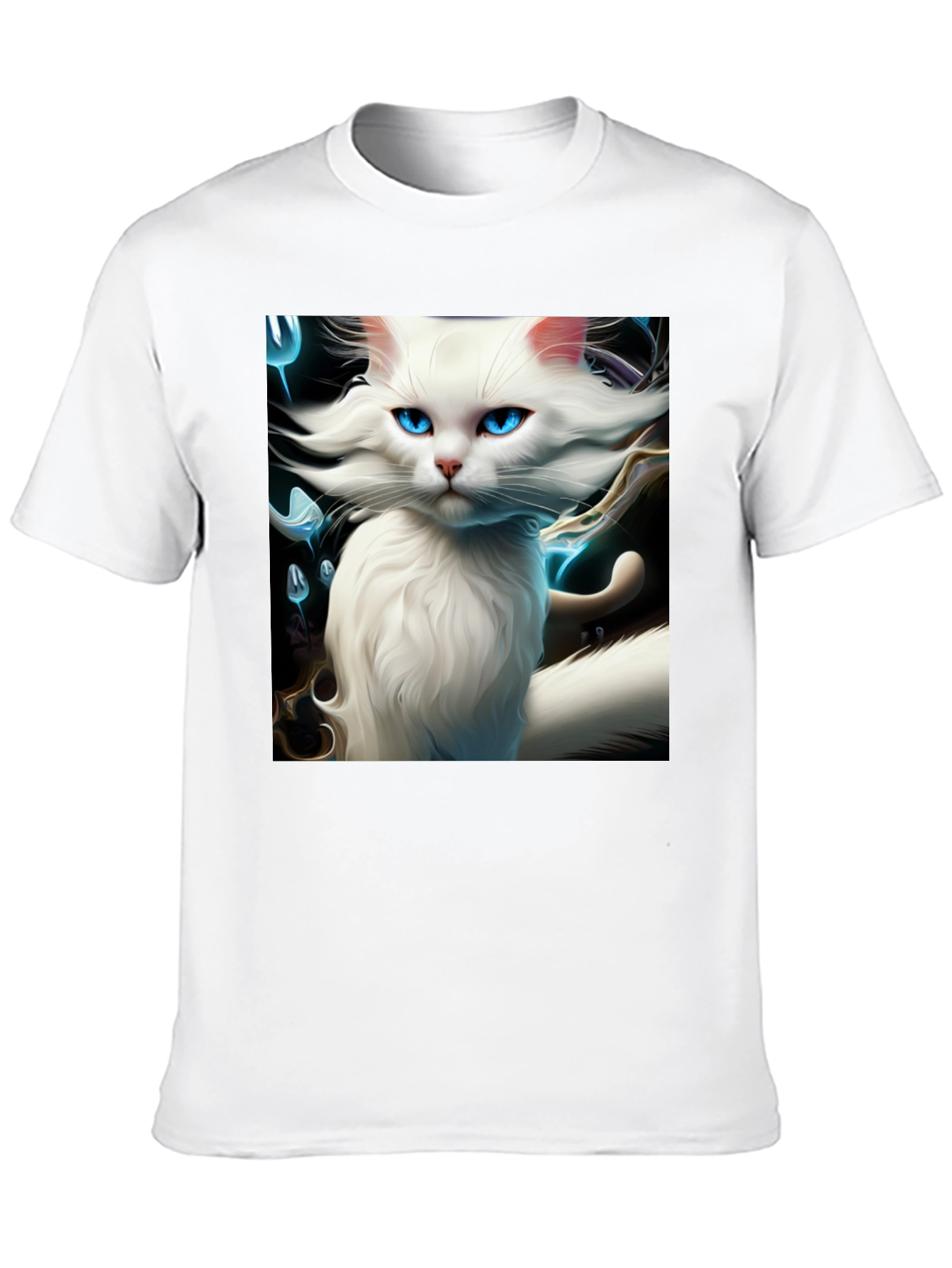 Cat Art Graphic Tee - Black Cotton Blend