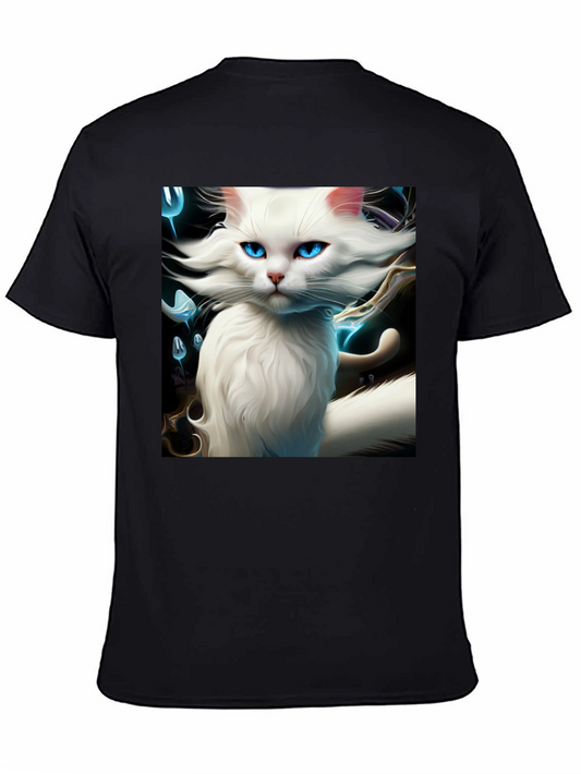 Cat Art Graphic Tee - Black Cotton Blend