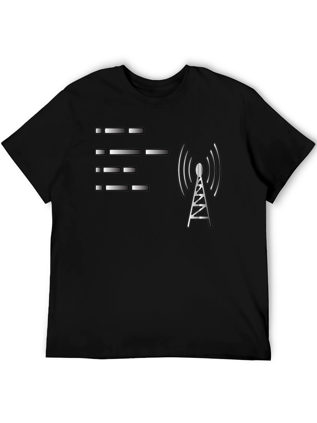 Morse Code & Radio Tower Black Graphic T-Shirt
