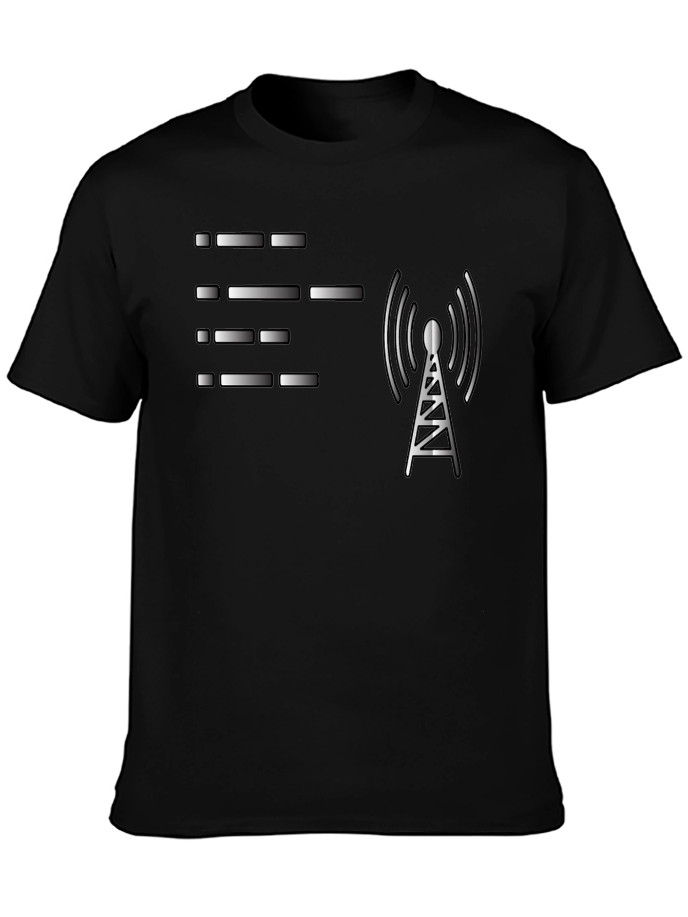 Morse Code & Radio Tower Black Graphic T-Shirt