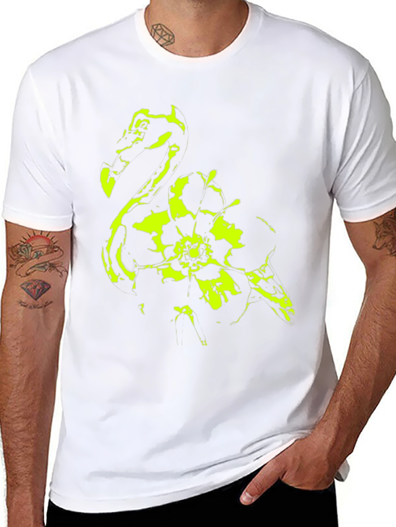 Abstract Floral Graphic Print Black T-Shirt