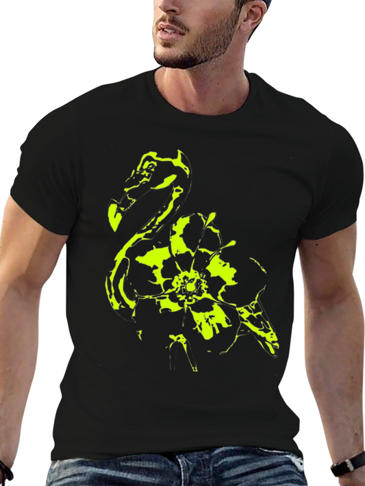 Abstract Floral Graphic Print Black T-Shirt