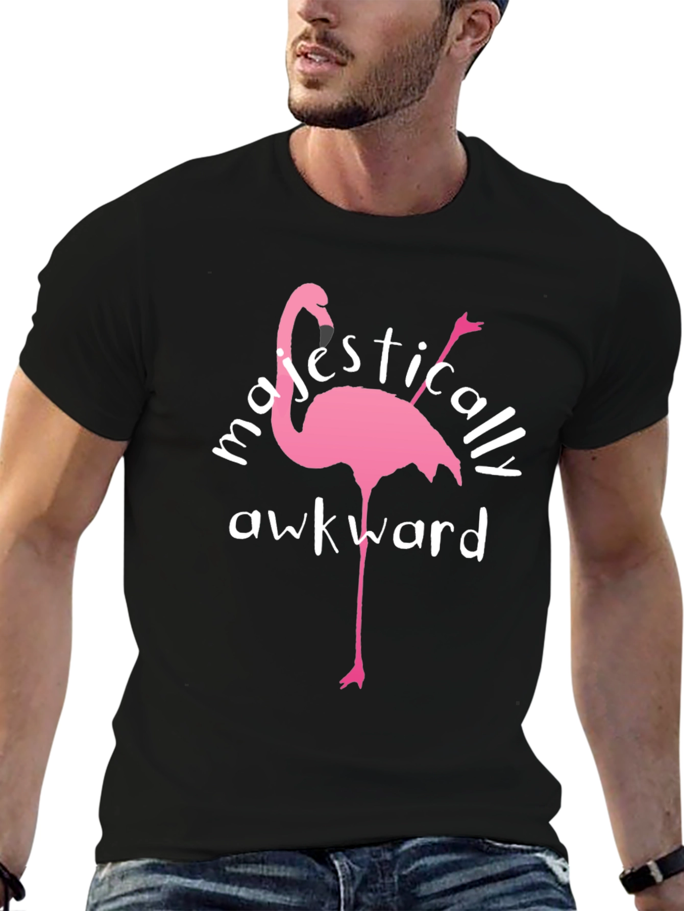Majestically Awkward Flamingo Graphic Tee