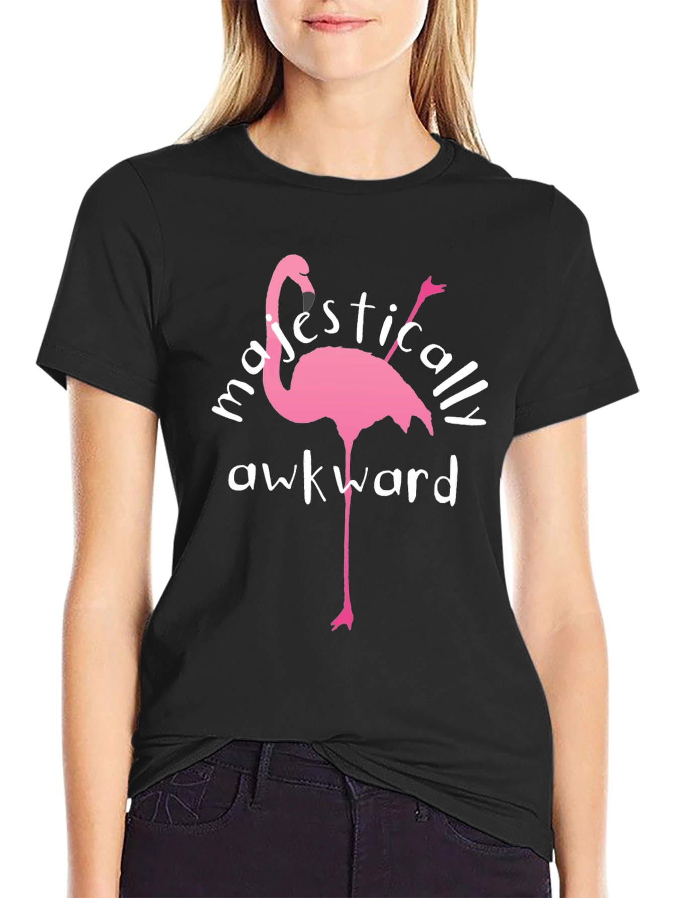 Majestically Awkward Flamingo Graphic Tee