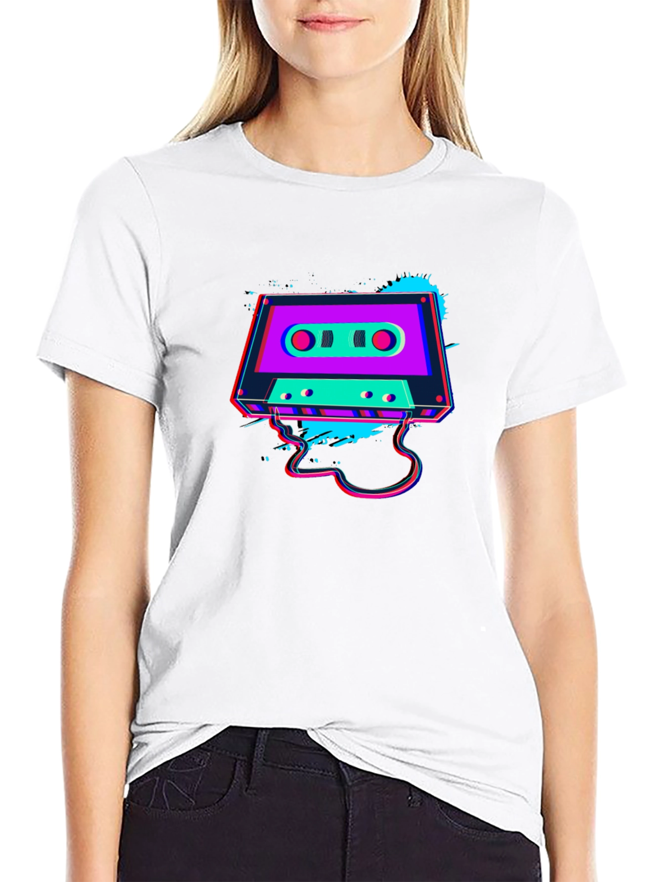 Retro Cassette Tape Graphic Black T-Shirt