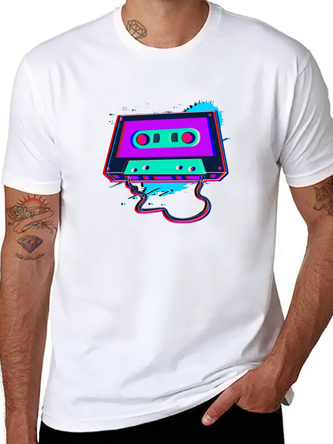 Retro Cassette Tape Graphic Black T-Shirt