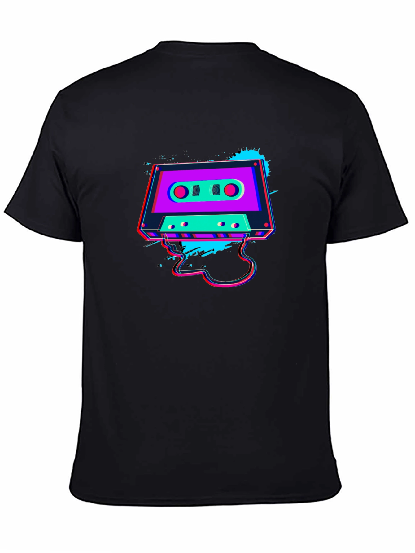 Retro Cassette Tape Graphic Black T-Shirt