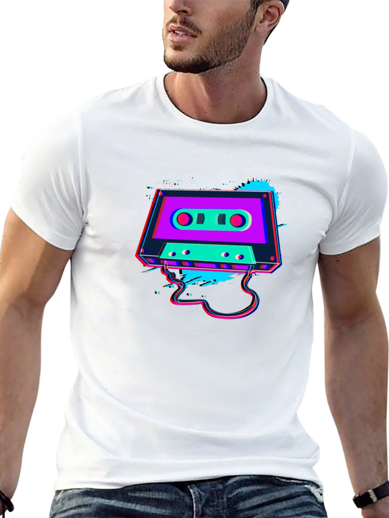 Retro Cassette Tape Graphic Black T-Shirt