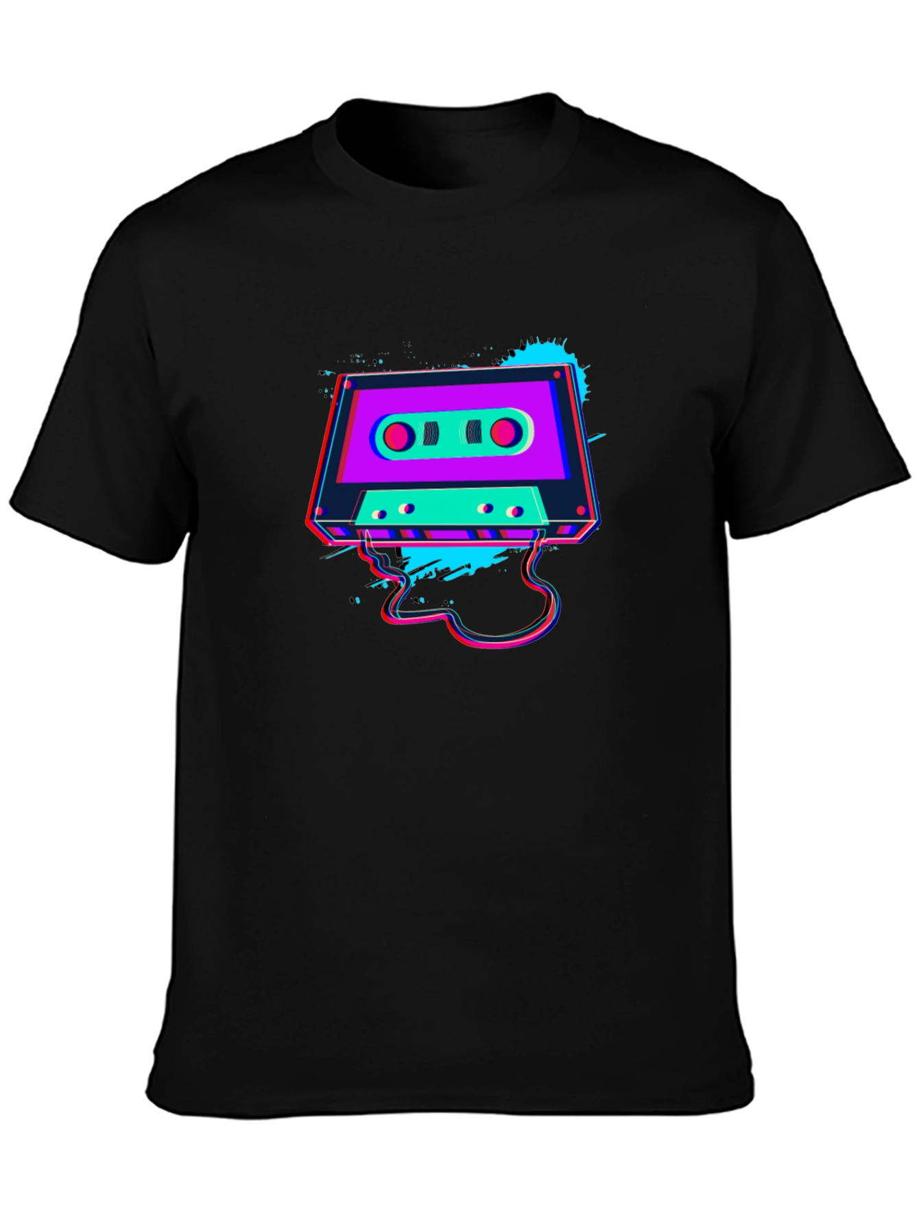 Retro Cassette Tape Graphic Black T-Shirt