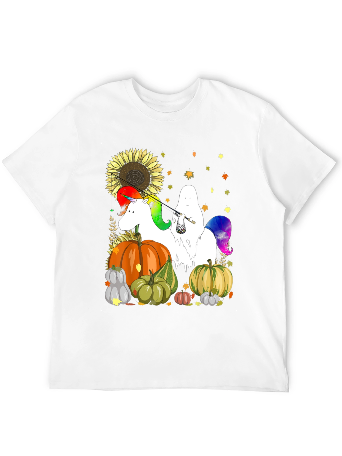 Unicorn Ghost Pumpkin Fall T-Shirt