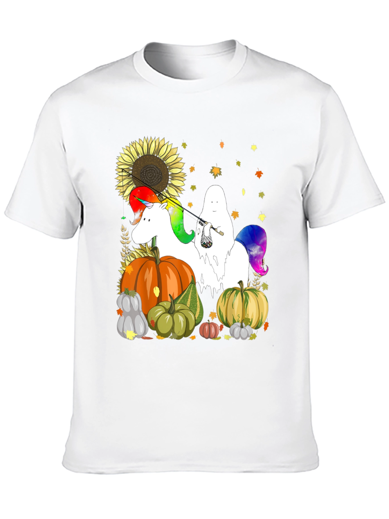 Unicorn Ghost Pumpkin Fall T-Shirt
