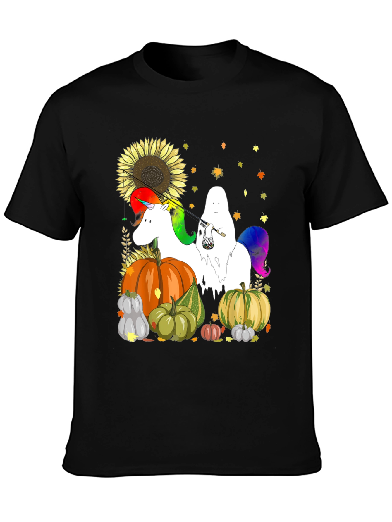 Unicorn Ghost Pumpkin Fall T-Shirt