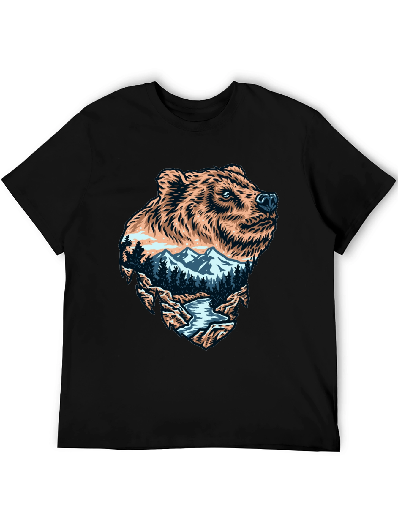 Bear Mountain Landscape Graphic Tee - Black