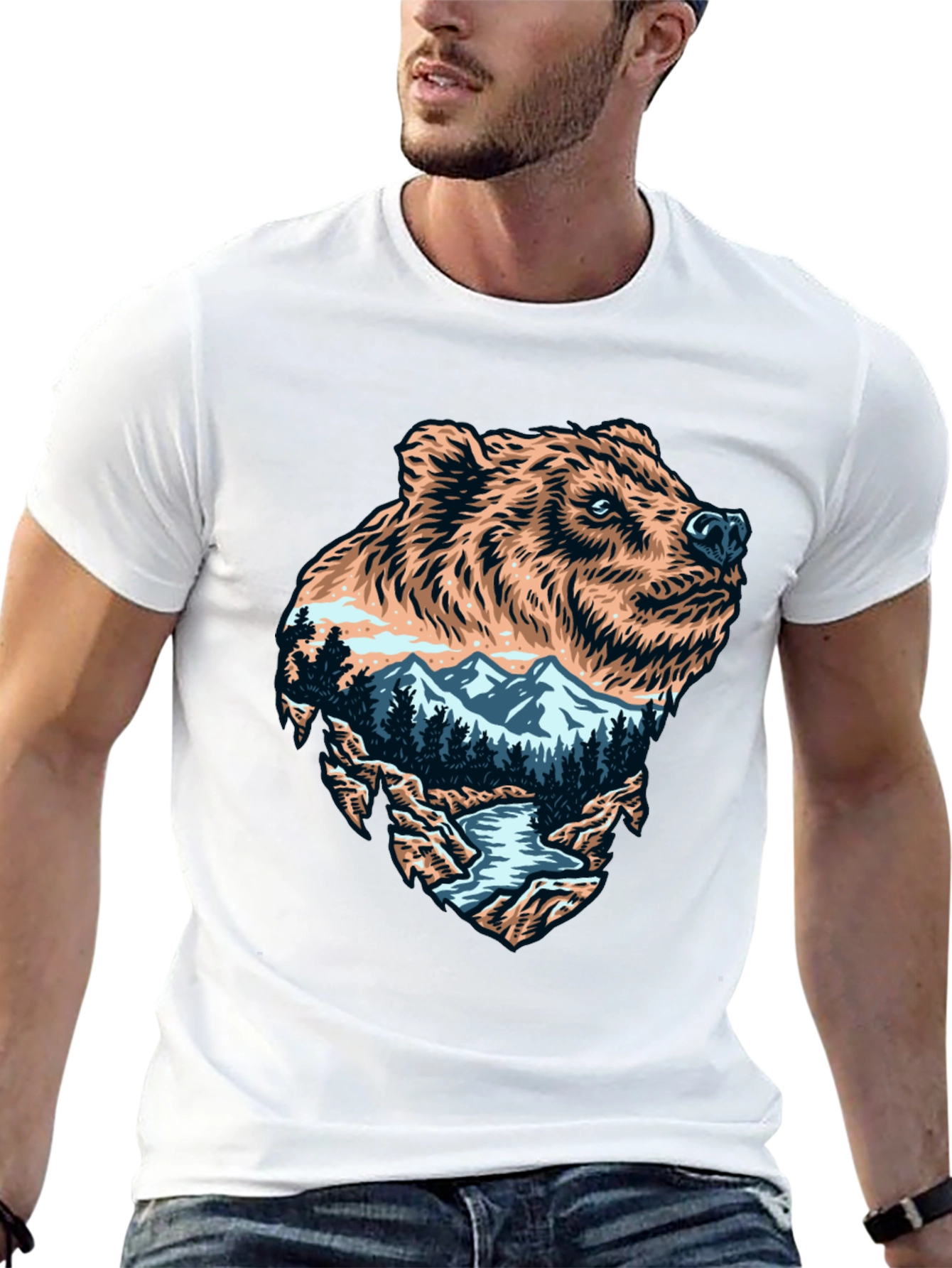Bear Mountain Landscape Graphic Tee - Black