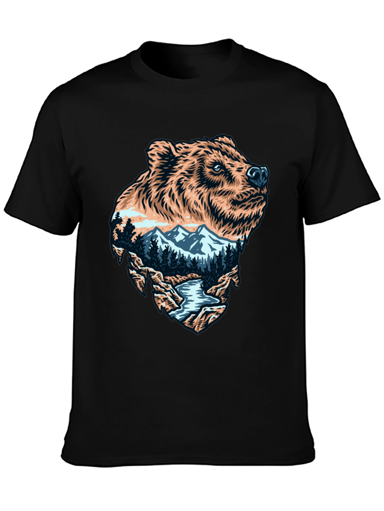 Bear Mountain Landscape Graphic Tee - Black