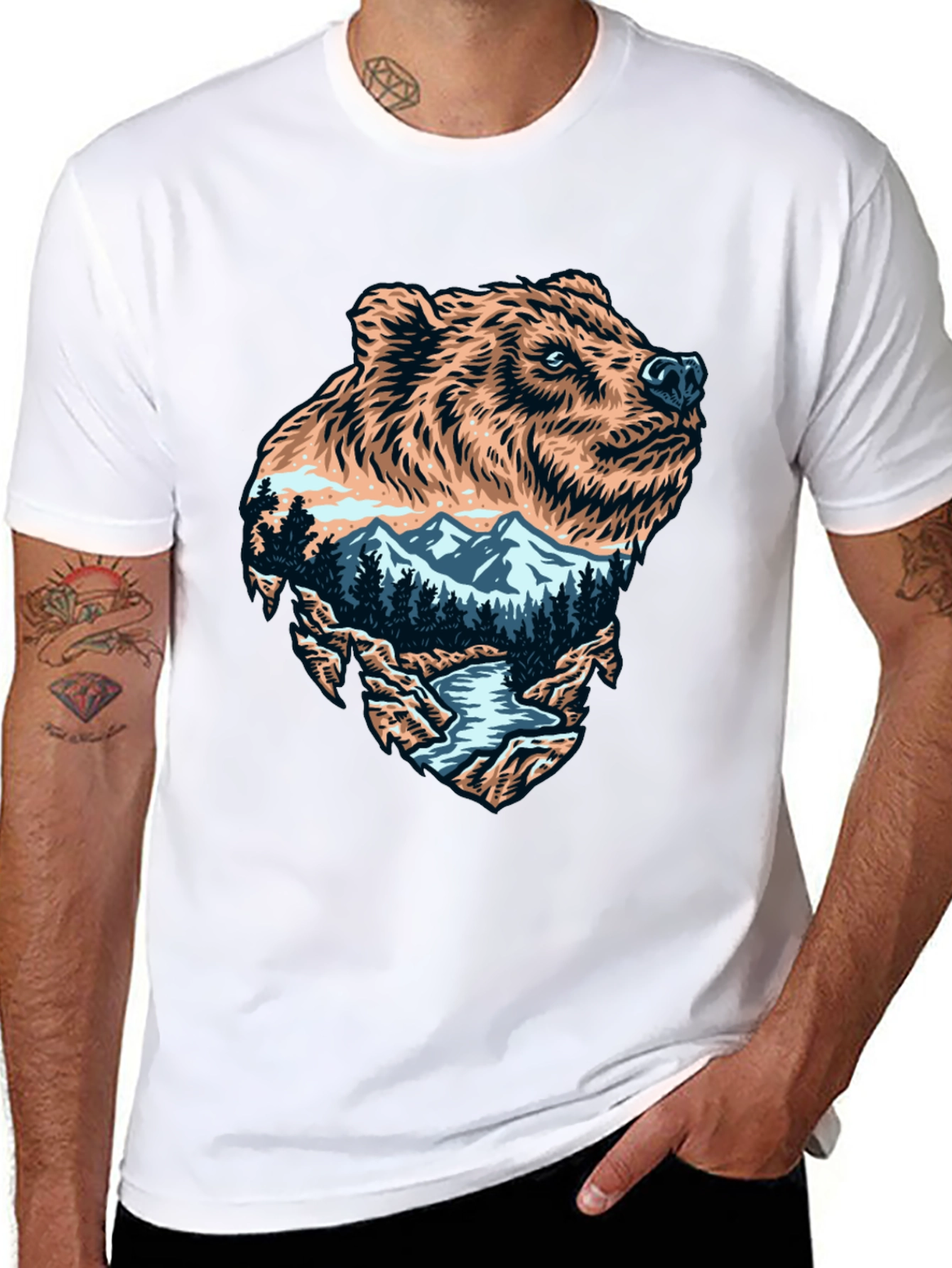Bear Mountain Landscape Graphic Tee - Black