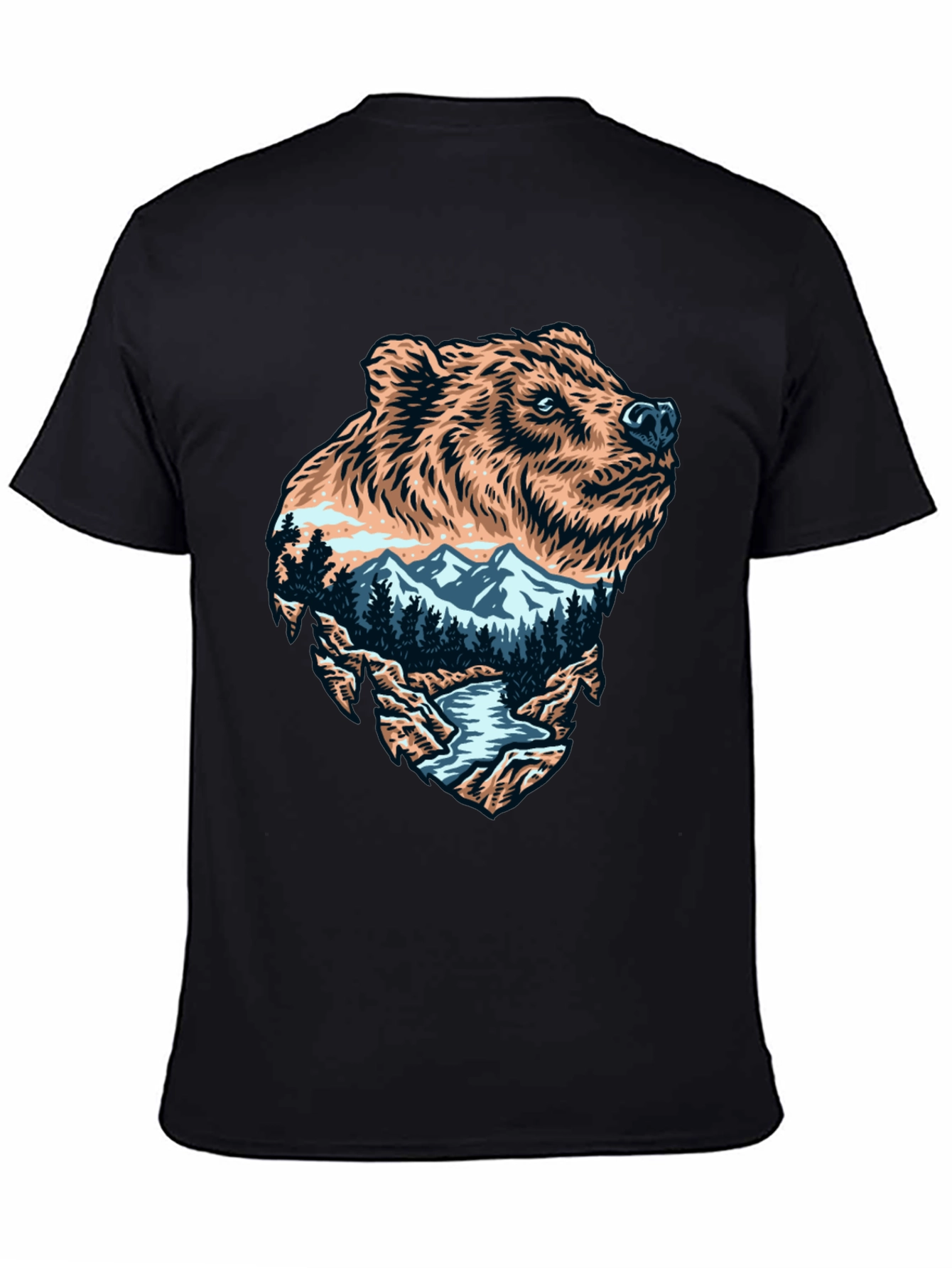 Bear Mountain Landscape Graphic Tee - Black