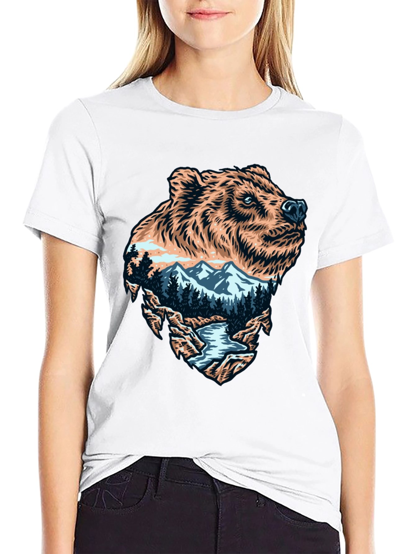 Bear Mountain Landscape Graphic Tee - Black