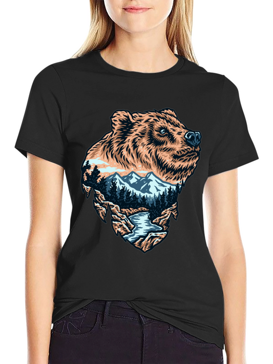 Bear Mountain Landscape Graphic Tee - Black