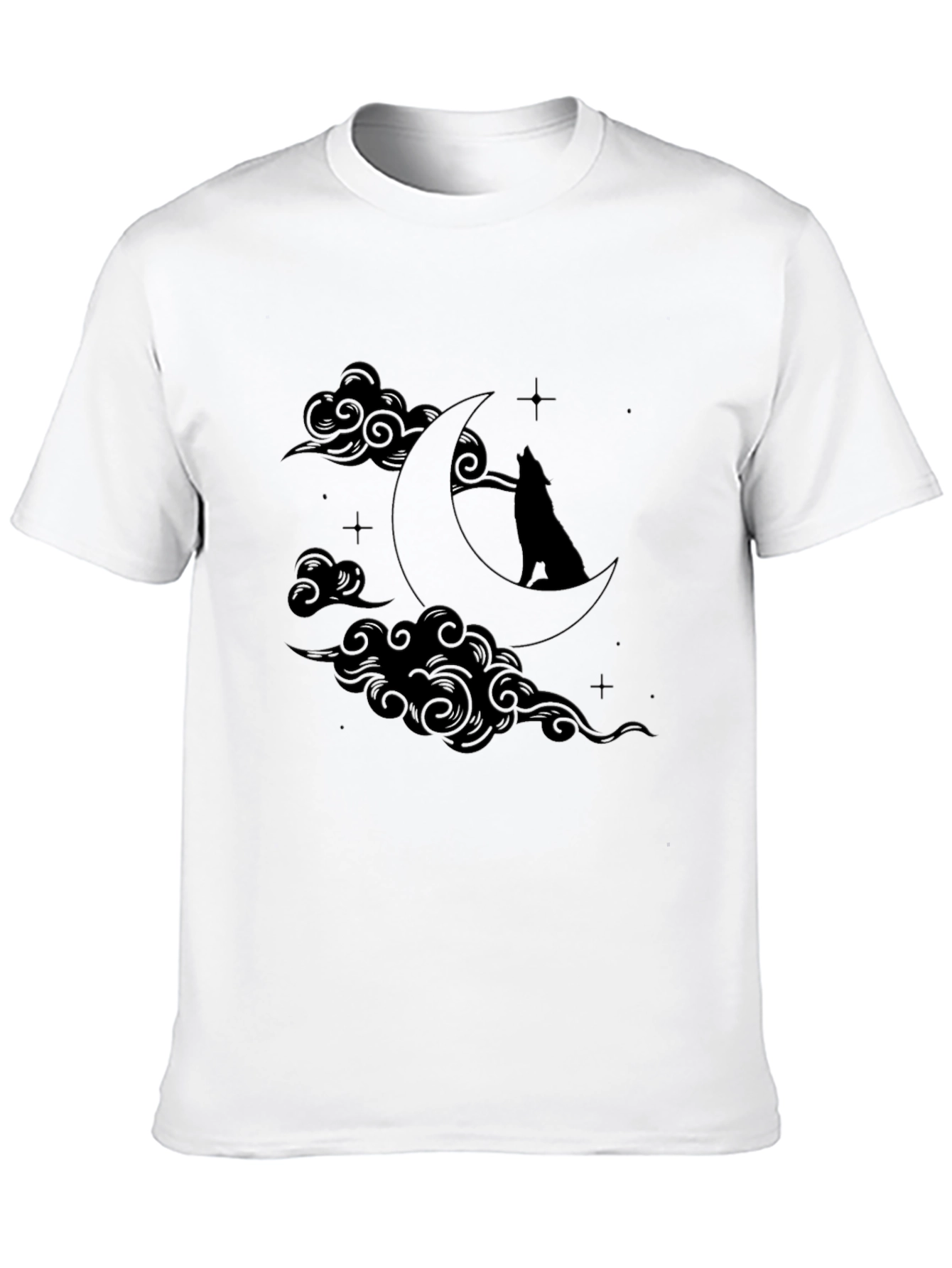 Wolf Moon Graphic T-Shirt - Black Crew Neck Tee