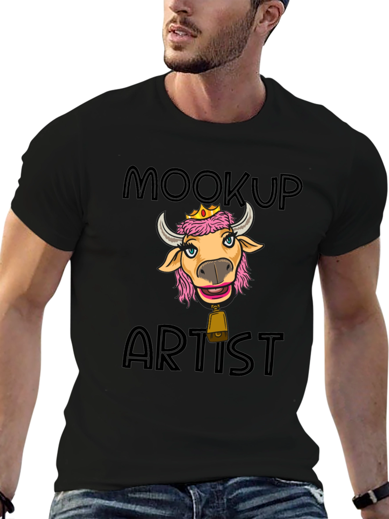 Moocup Artist Graphic T-Shirt Funny Cow Tee