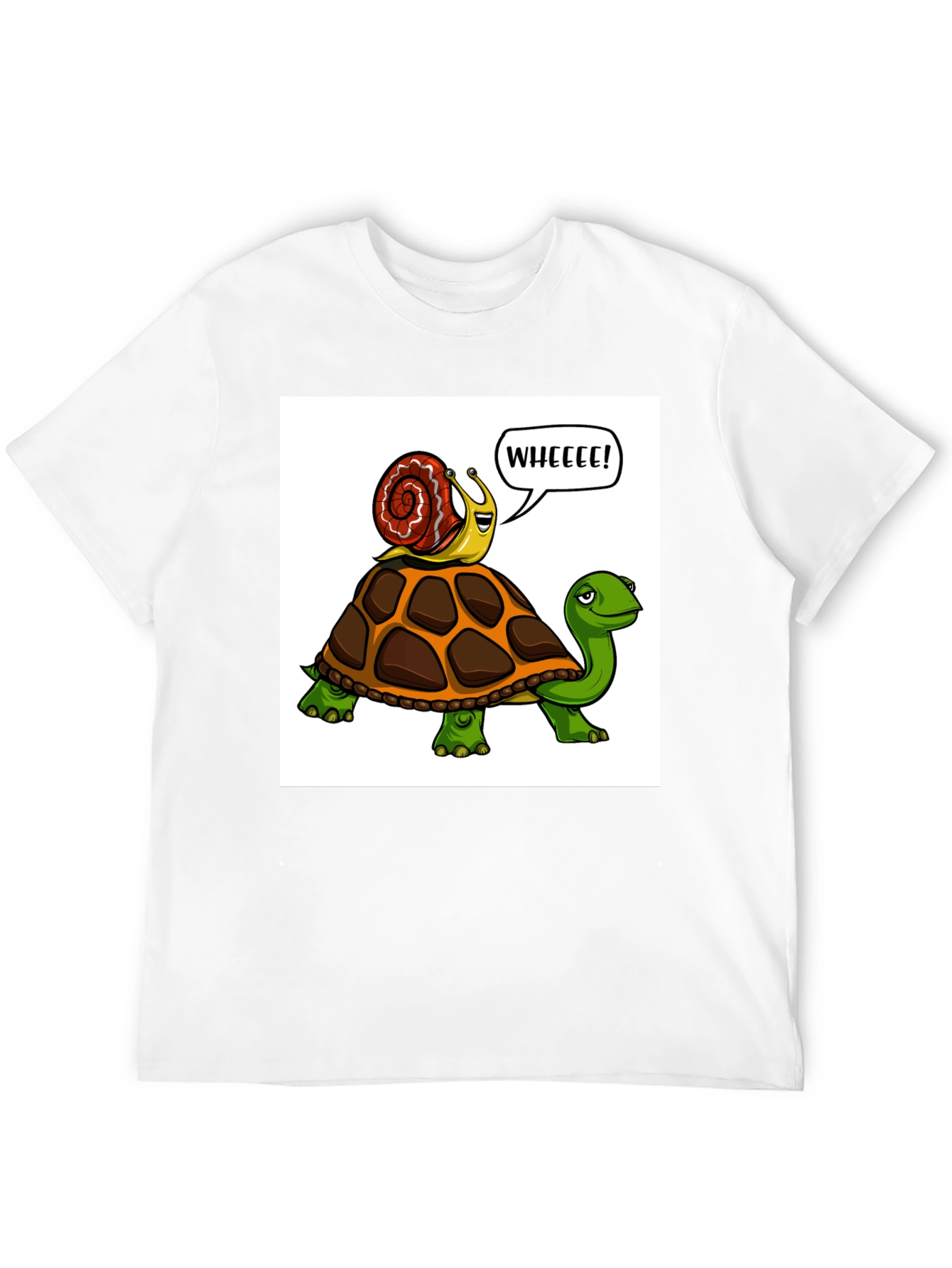 Snail Riding Turtle Cartoon T-Shirt
