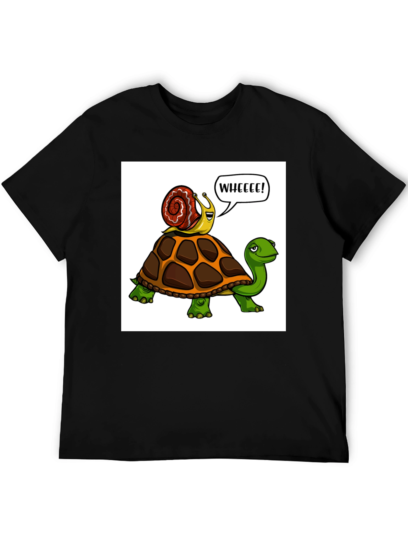 Snail Riding Turtle Cartoon T-Shirt