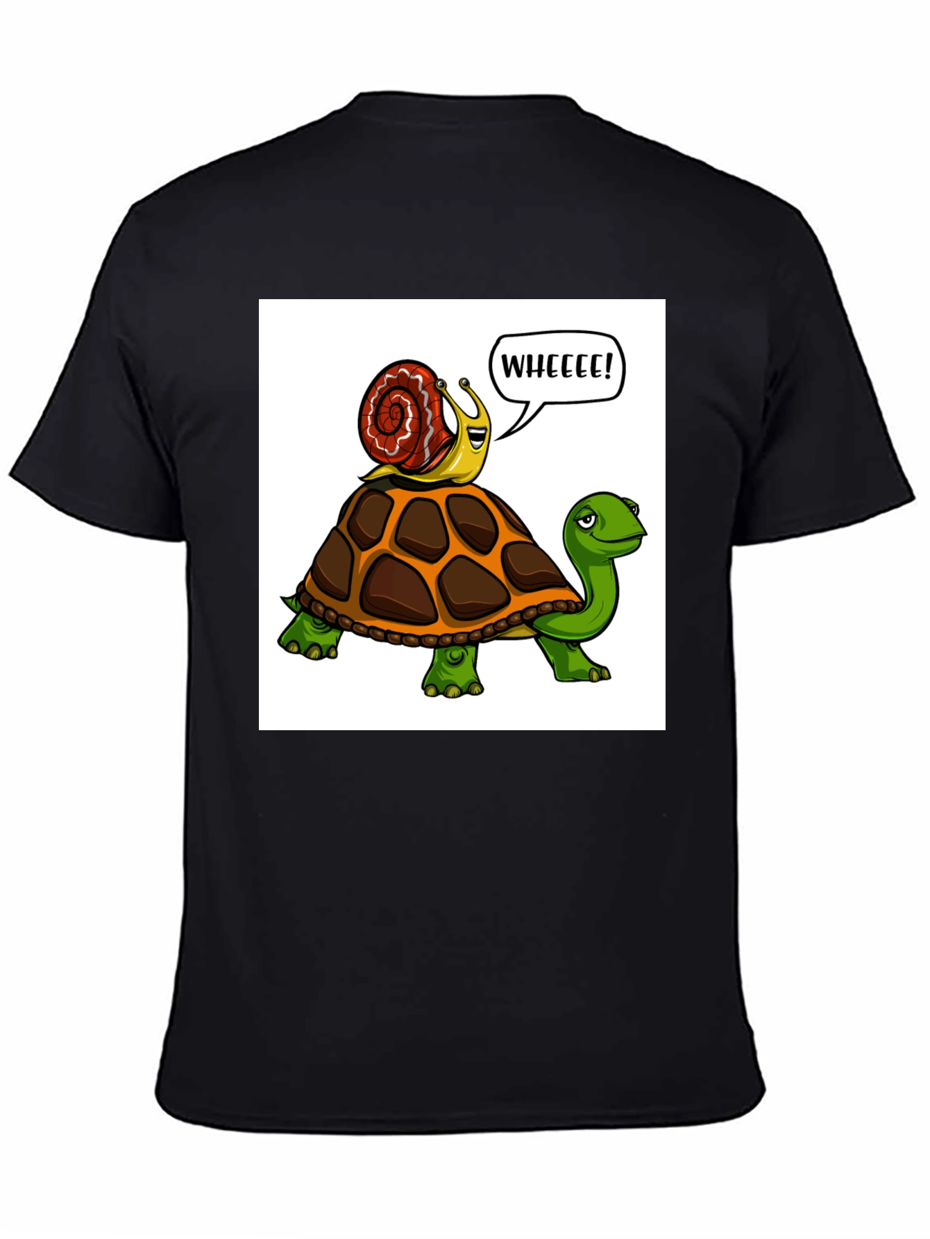 Snail Riding Turtle Cartoon T-Shirt