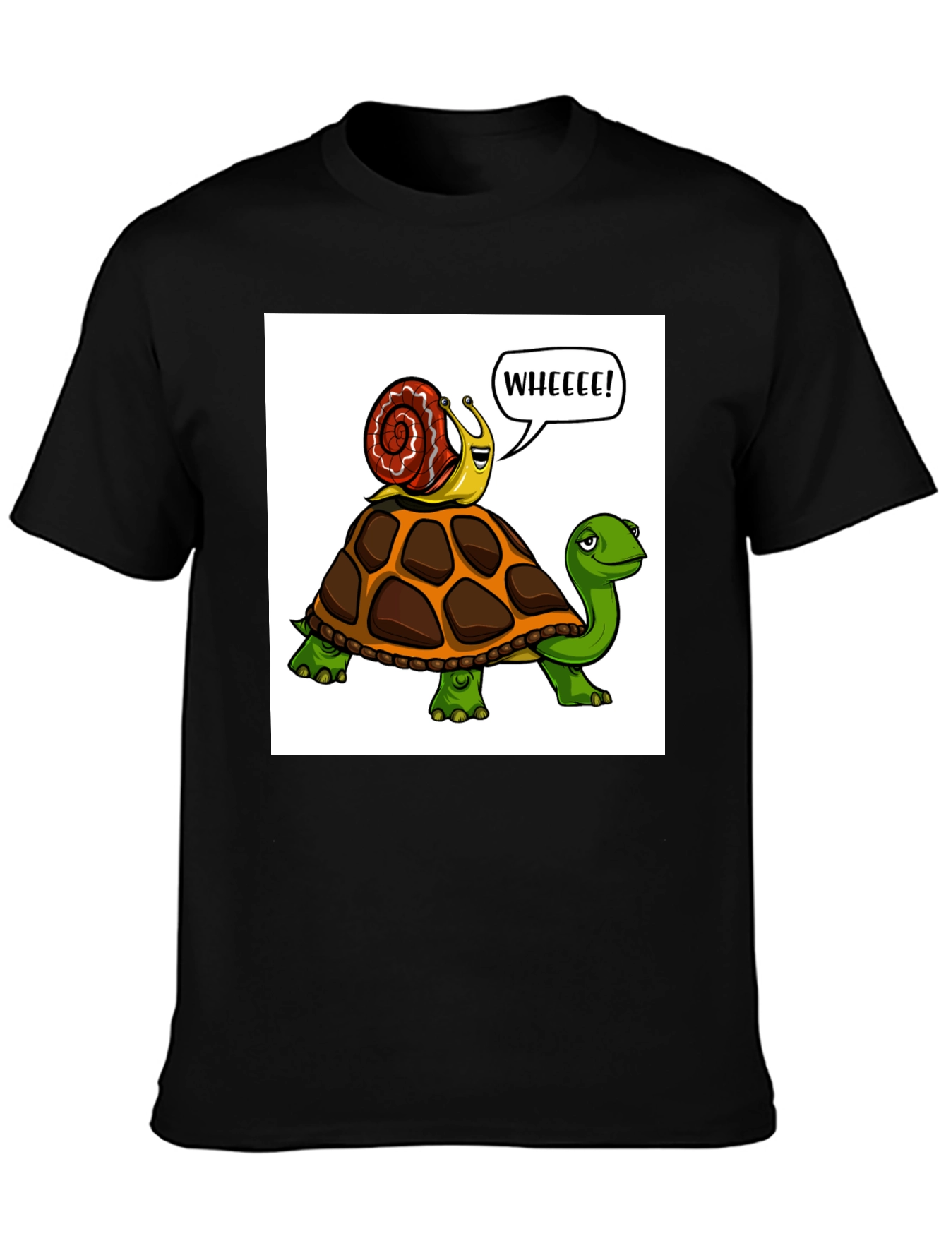 Snail Riding Turtle Cartoon T-Shirt