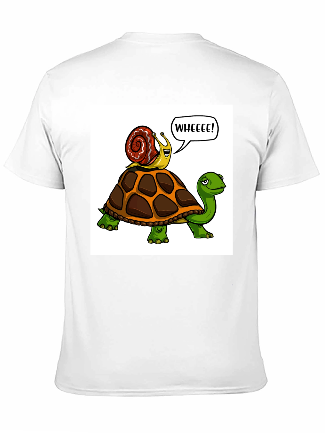 Snail Riding Turtle Cartoon T-Shirt
