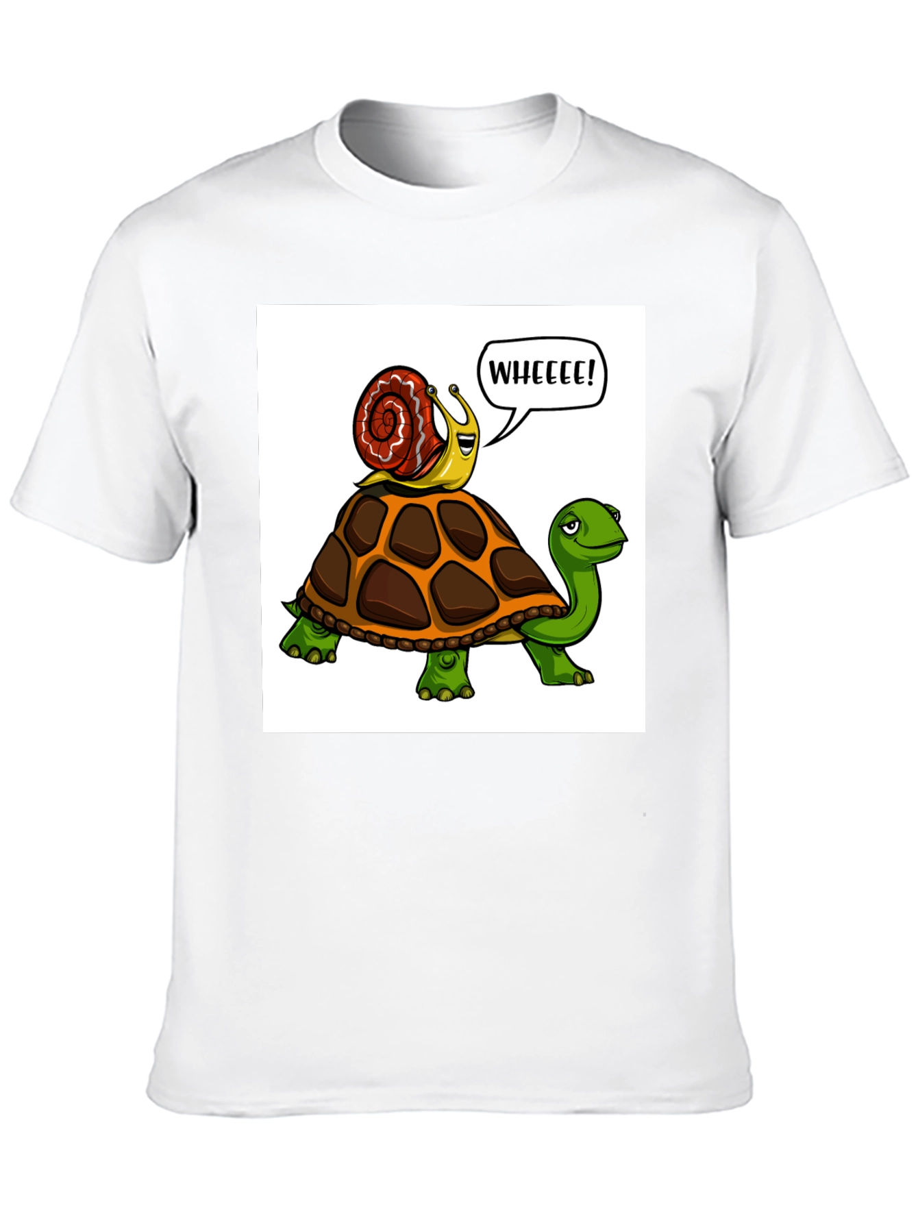 Snail Riding Turtle Cartoon T-Shirt
