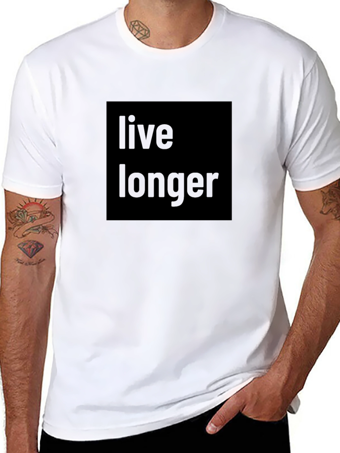 Live Longer Black Tee - Classic & Comfortable