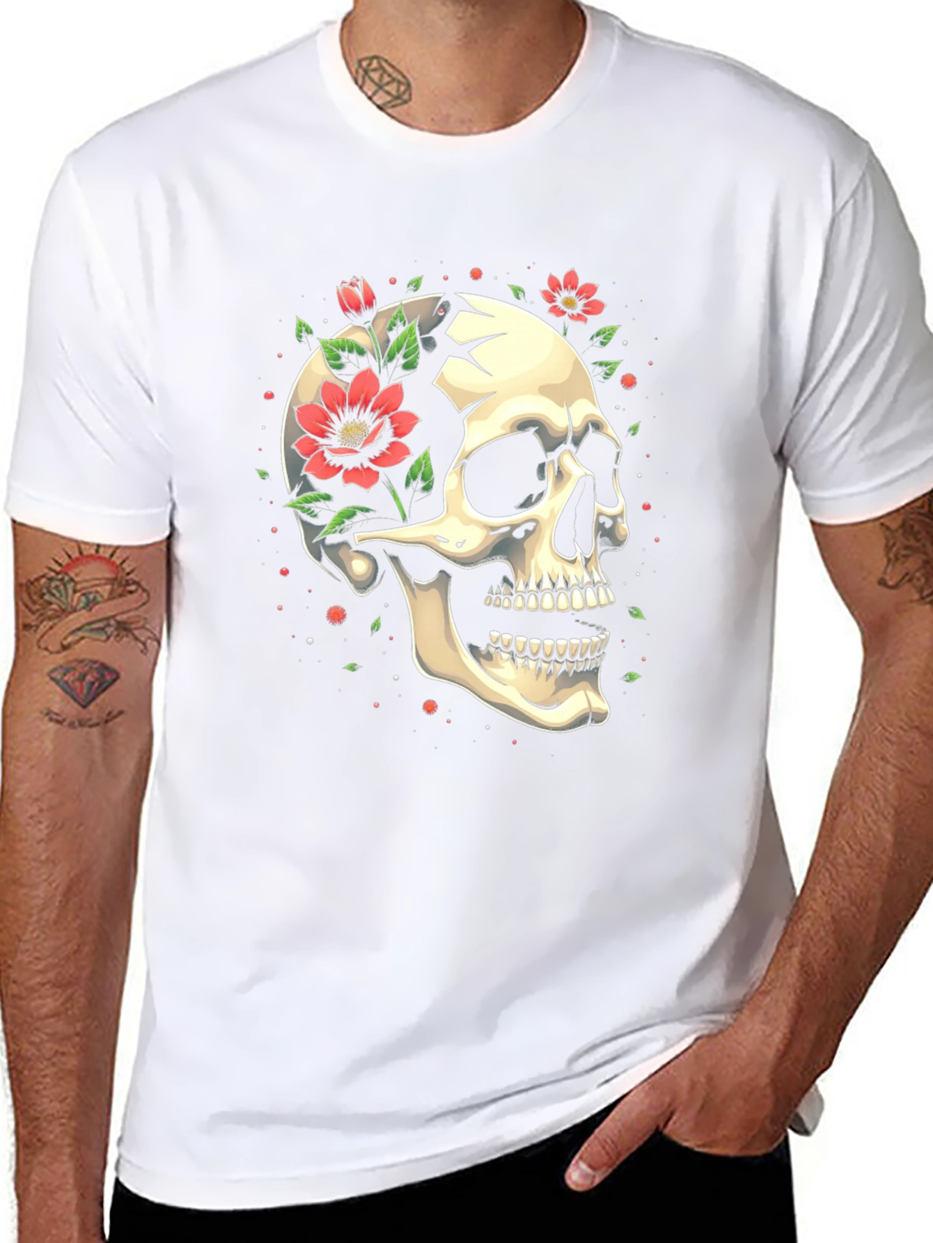 Skull & Floral Graphic Tee