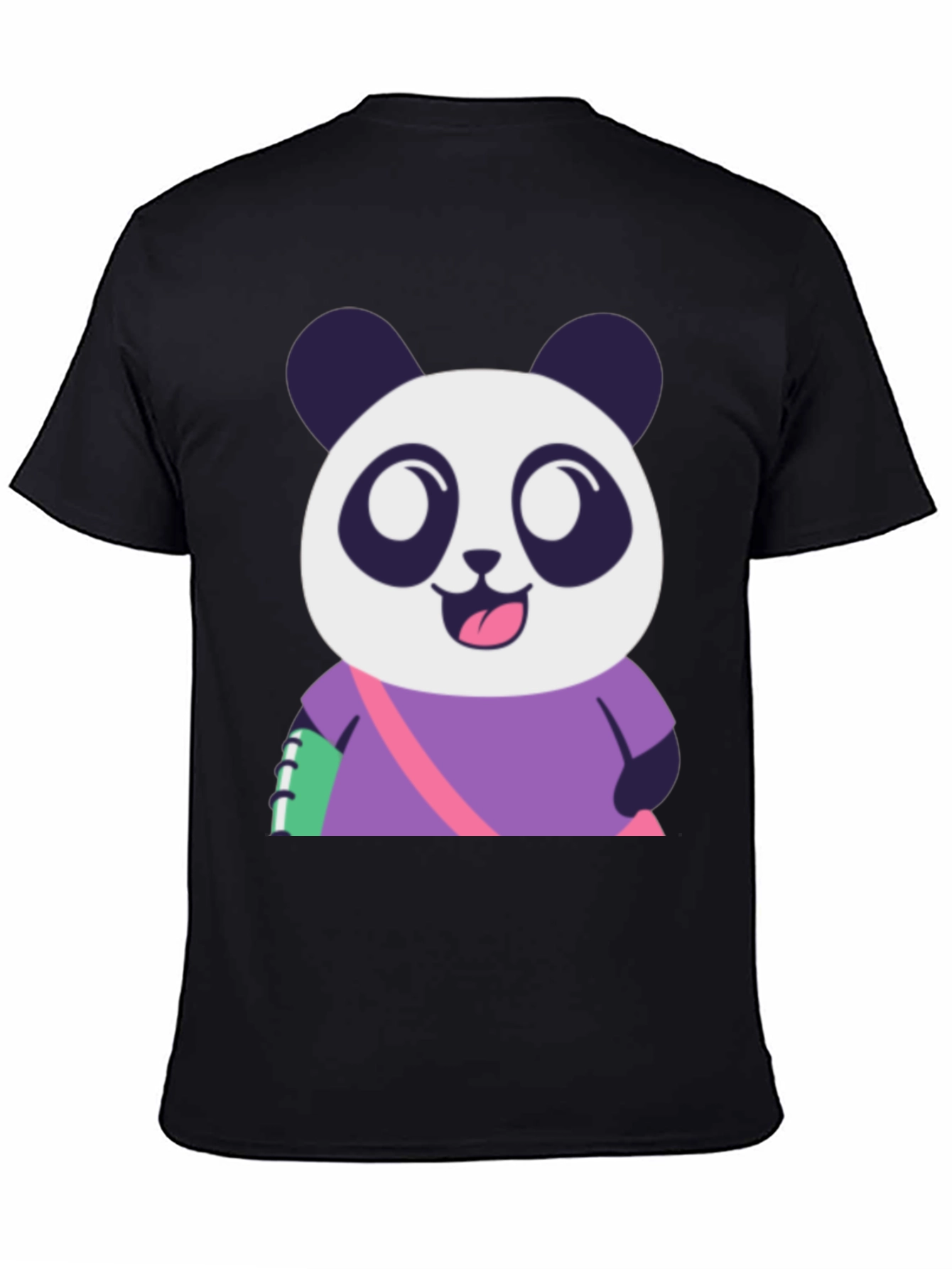 Cute Panda Graphic Tee - Black Casual T-Shirt