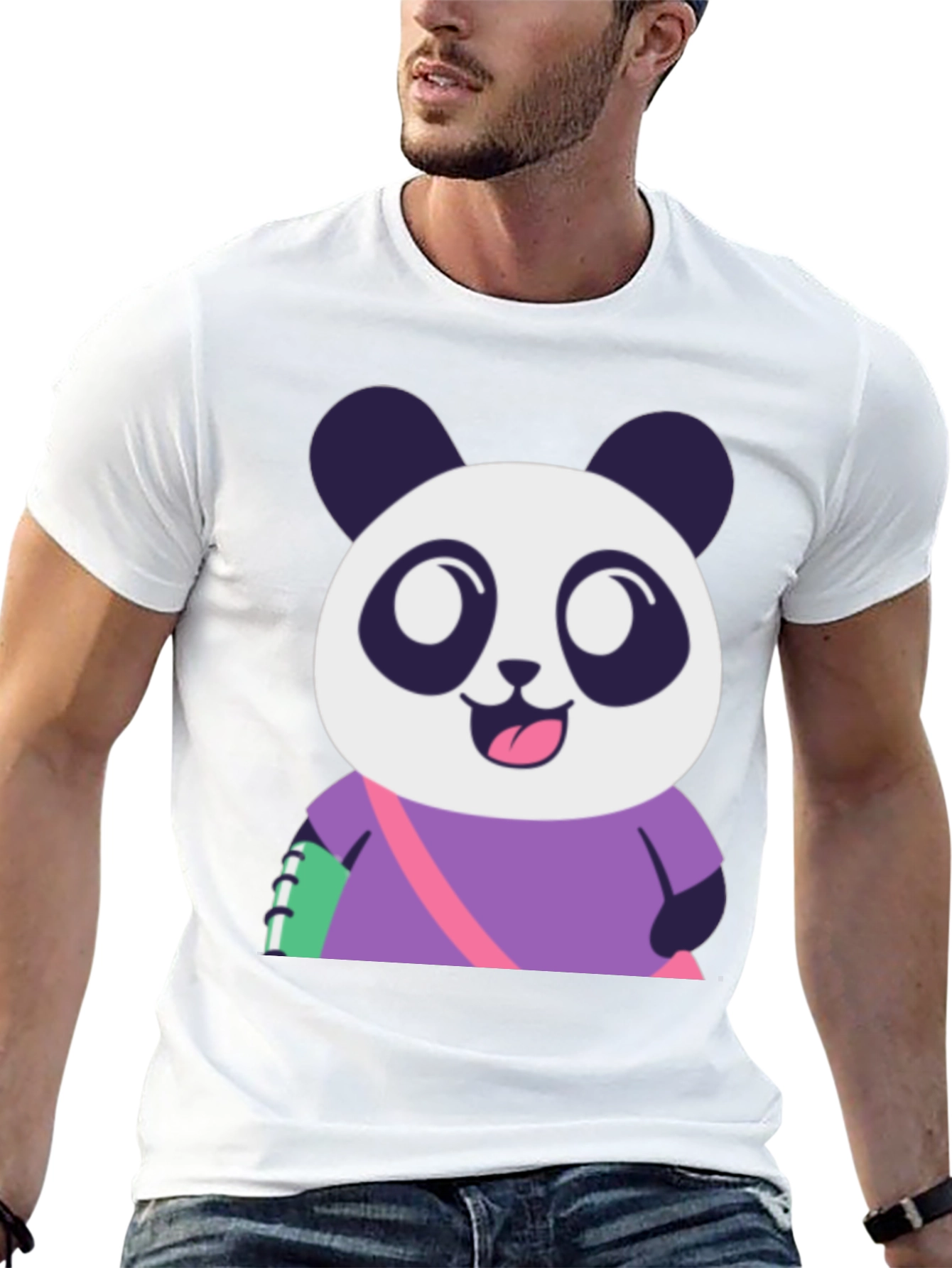 Cute Panda Graphic Tee - Black Casual T-Shirt