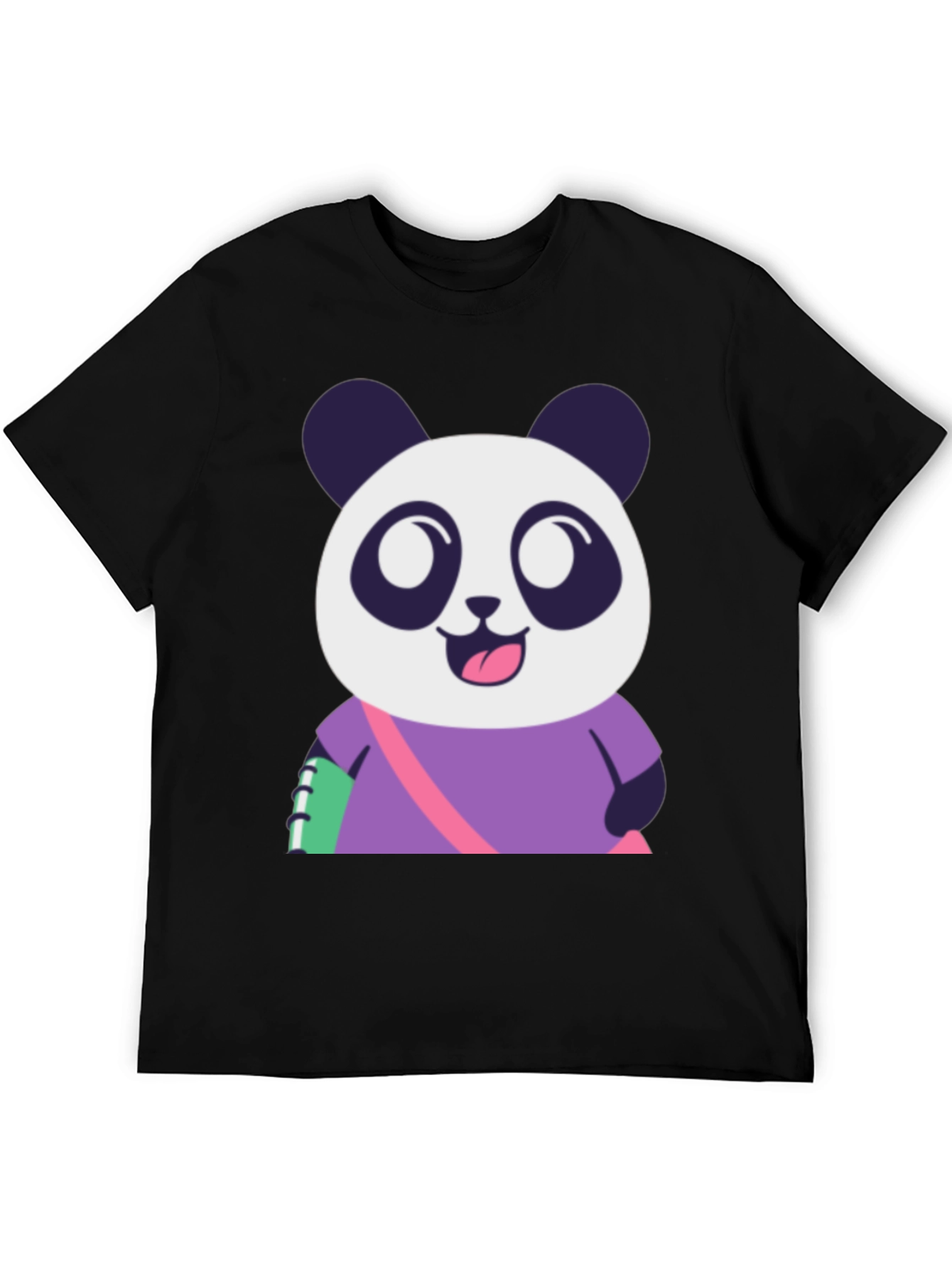 Cute Panda Graphic Tee - Black Casual T-Shirt