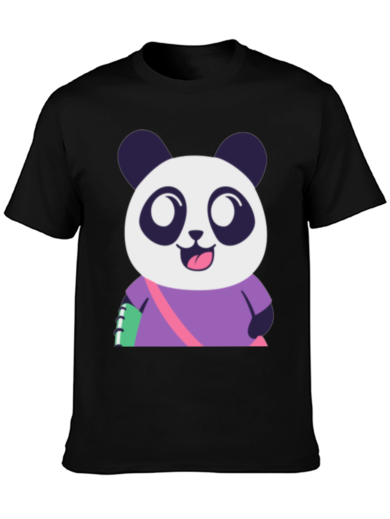 Cute Panda Graphic Tee - Black Casual T-Shirt