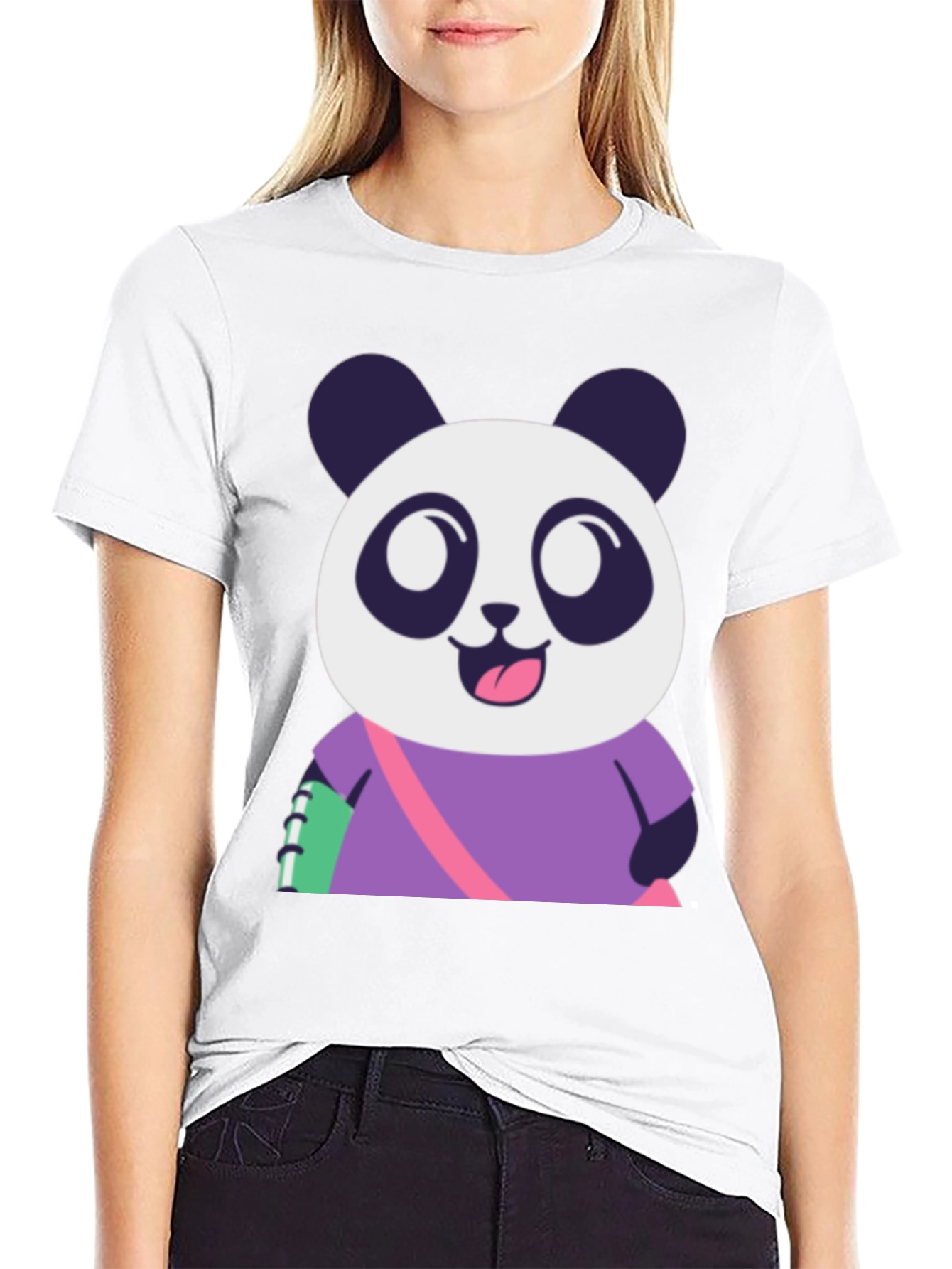 Cute Panda Graphic Tee - Black Casual T-Shirt