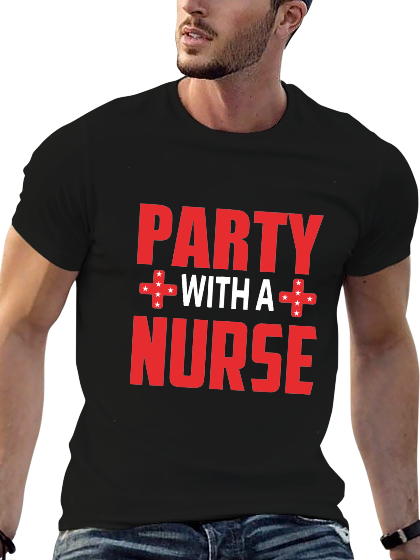 Party with a Nurse Black Graphic T-Shirt