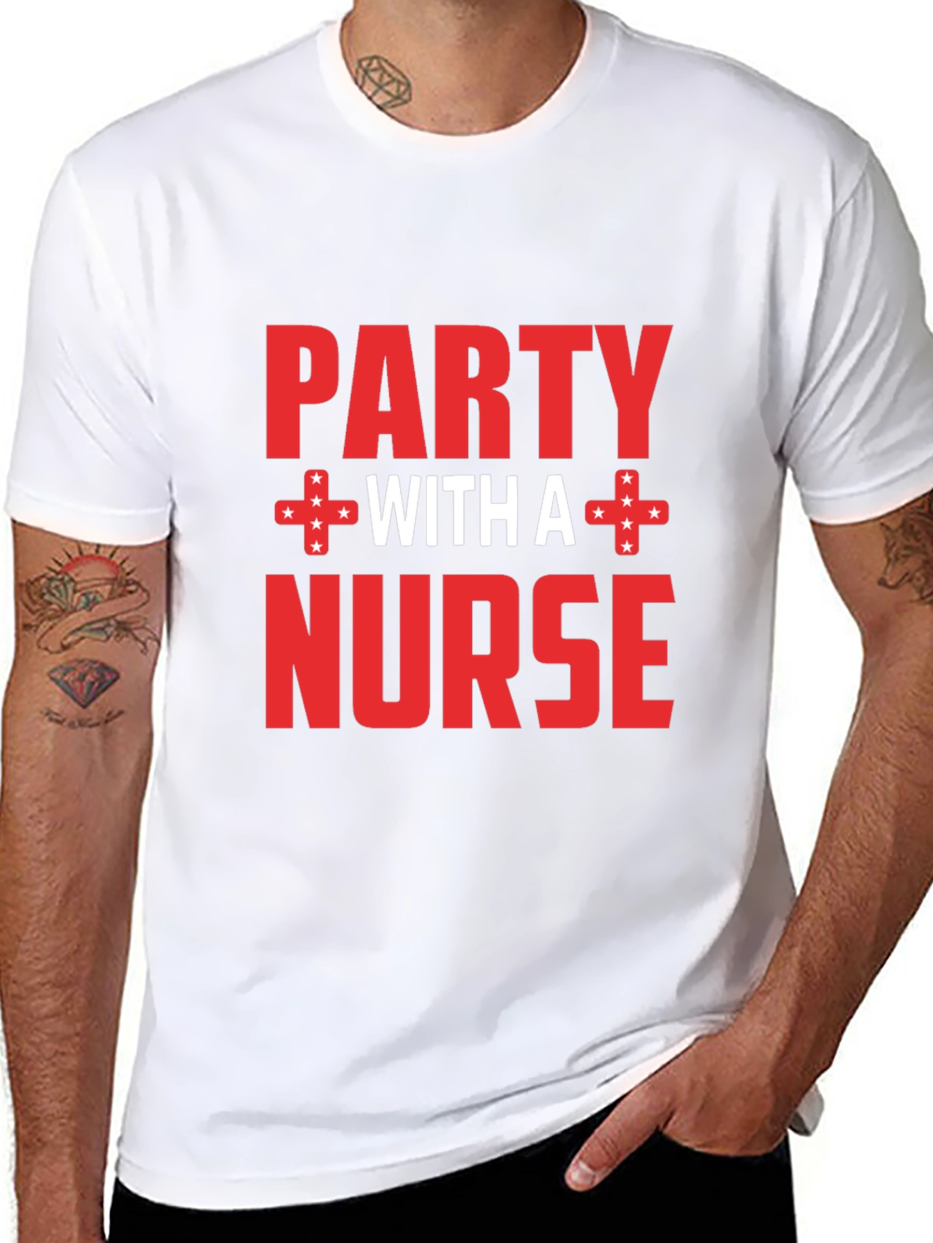 Party with a Nurse Black Graphic T-Shirt