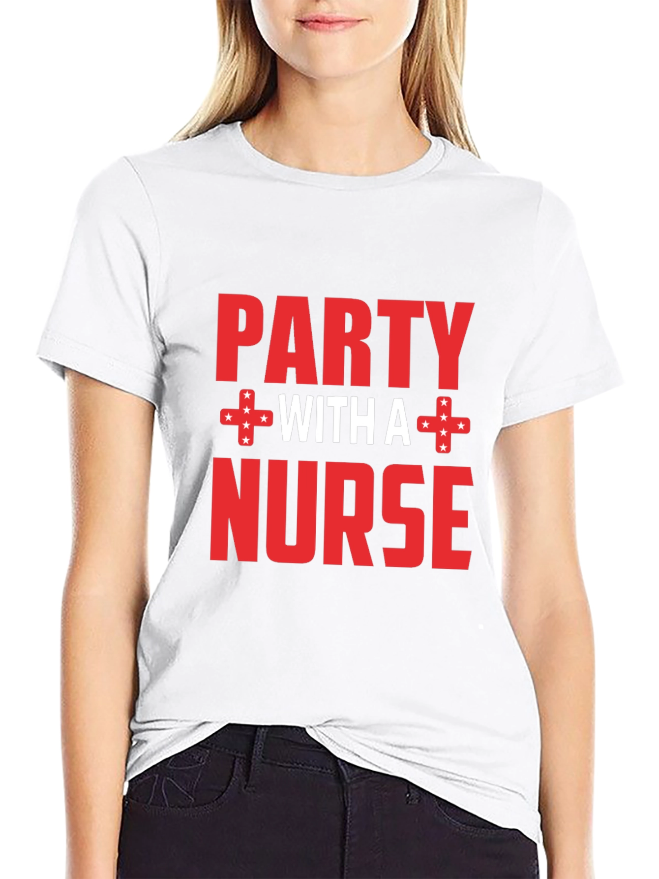 Party with a Nurse Black Graphic T-Shirt