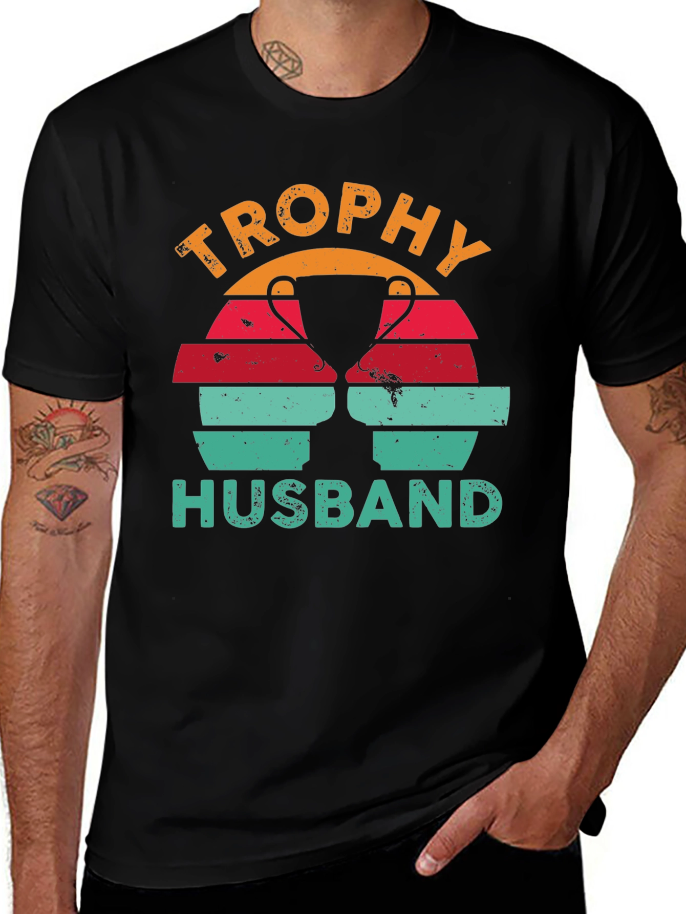 Trophy Husband Graphic Tee Retro Design