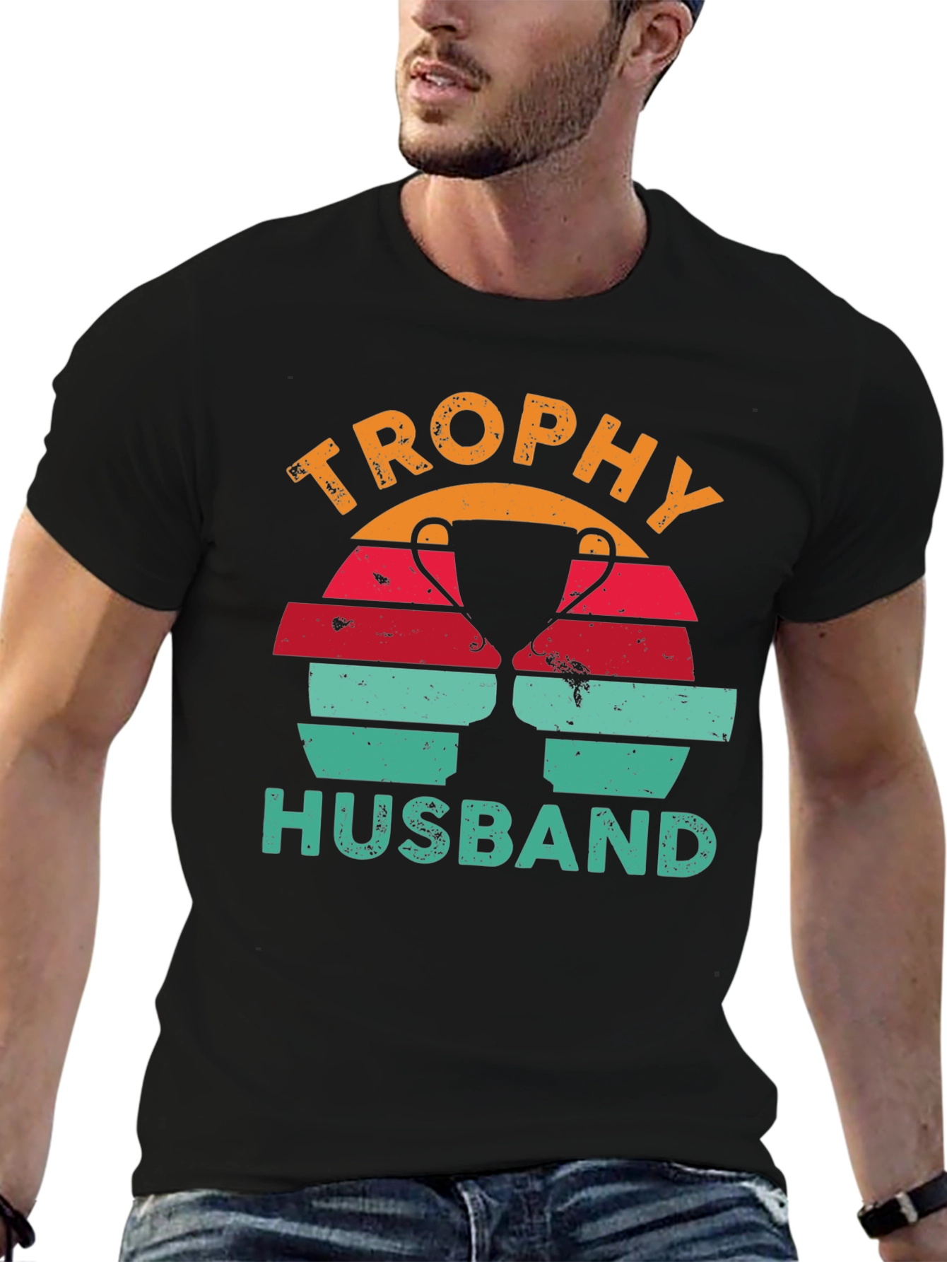 Trophy Husband Graphic Tee Retro Design