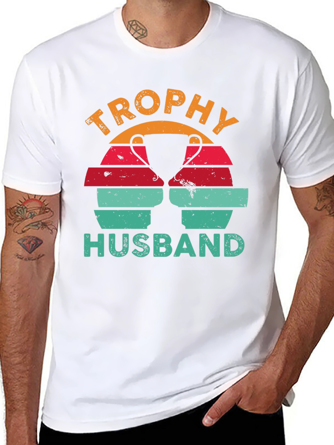 Trophy Husband Graphic Tee Retro Design